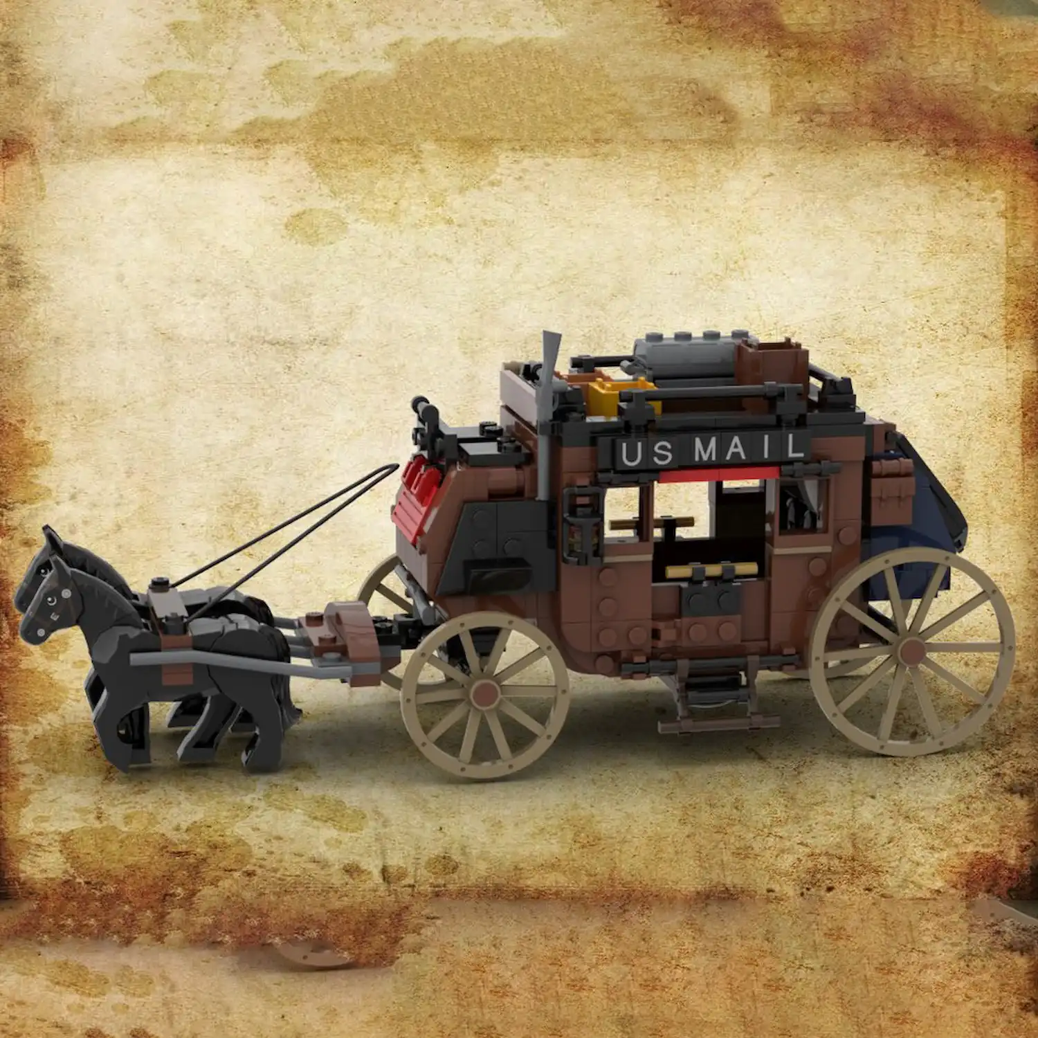 MOC 56506 - Stagecoach(LEGO Alternative Bricks) with background