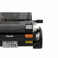 the front of MOC 90968 - Toyota AE86 Sprinter Trueno from Initial D(LEGO Alternative Bricks) in white background
