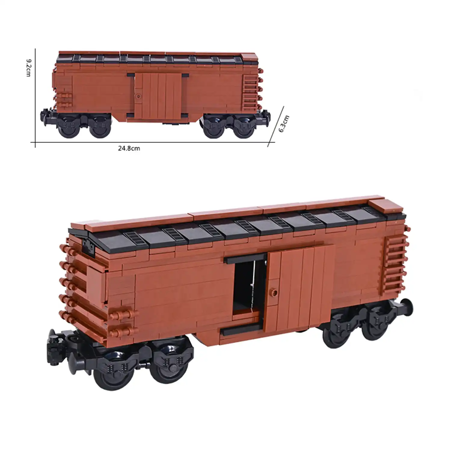 MOC – Flat roof Covered goods wagon boxcar (LEGO Alternative Bricks)
