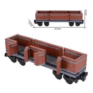MOC – City Creative Flat Top Truck Eight Train wheel Gondola Open freight wagon car (LEGO Alternative Bricks)
