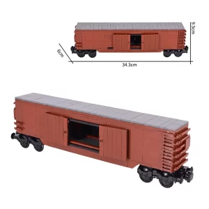 MOC – City Creative Flat Top Truck Train Enclosed Flat roof freight Covered goods wagon Boxcar (LEGO Alternative Bricks)