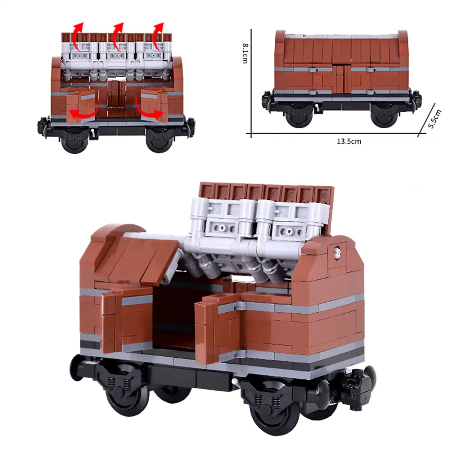 MOC – Covered goods freight wagon Boxcar with Shelter (LEGO Alternative Bricks)