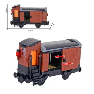 MOC – Covered goods wagon Boxcar Freight car with brakeman's end cabin (LEGO Alternative Bricks)