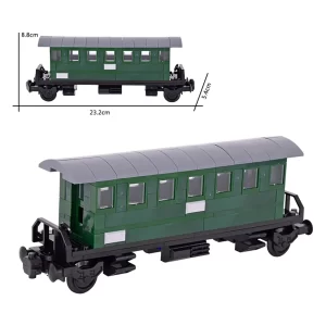 MOC – Green Passenger Train Car with Shelter (LEGO Alternative Bricks)
