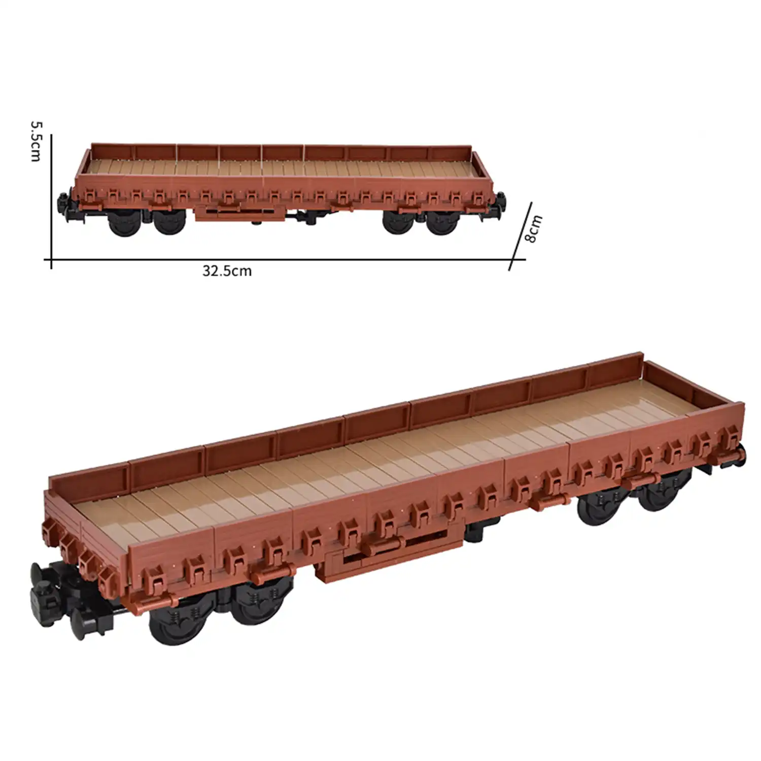 MOC – Low sided sideboard wagon deck flatcar (LEGO Alternative Bricks)