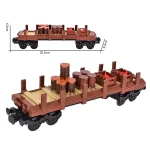 MOC – Old Western railroad freight wagon train flatcar with cargo (LEGO Alternative Bricks)