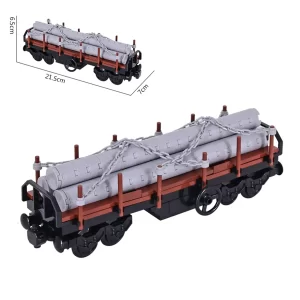 MOC – Stake Flatcar wagon with chained logpipe load (LEGO Alternative Bricks)