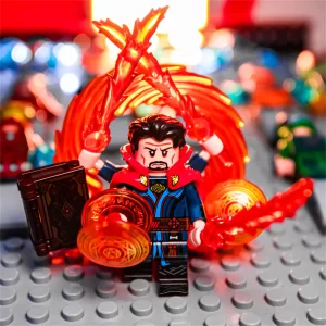Minifigure - Stephen Doctor Strange​​ equipped featuring his classic look and multiple magic spell effects (LEGO Alternative)