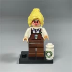 Minifigure – Barista Girl with Coffee drink beverage and base (LEGO Alternative)