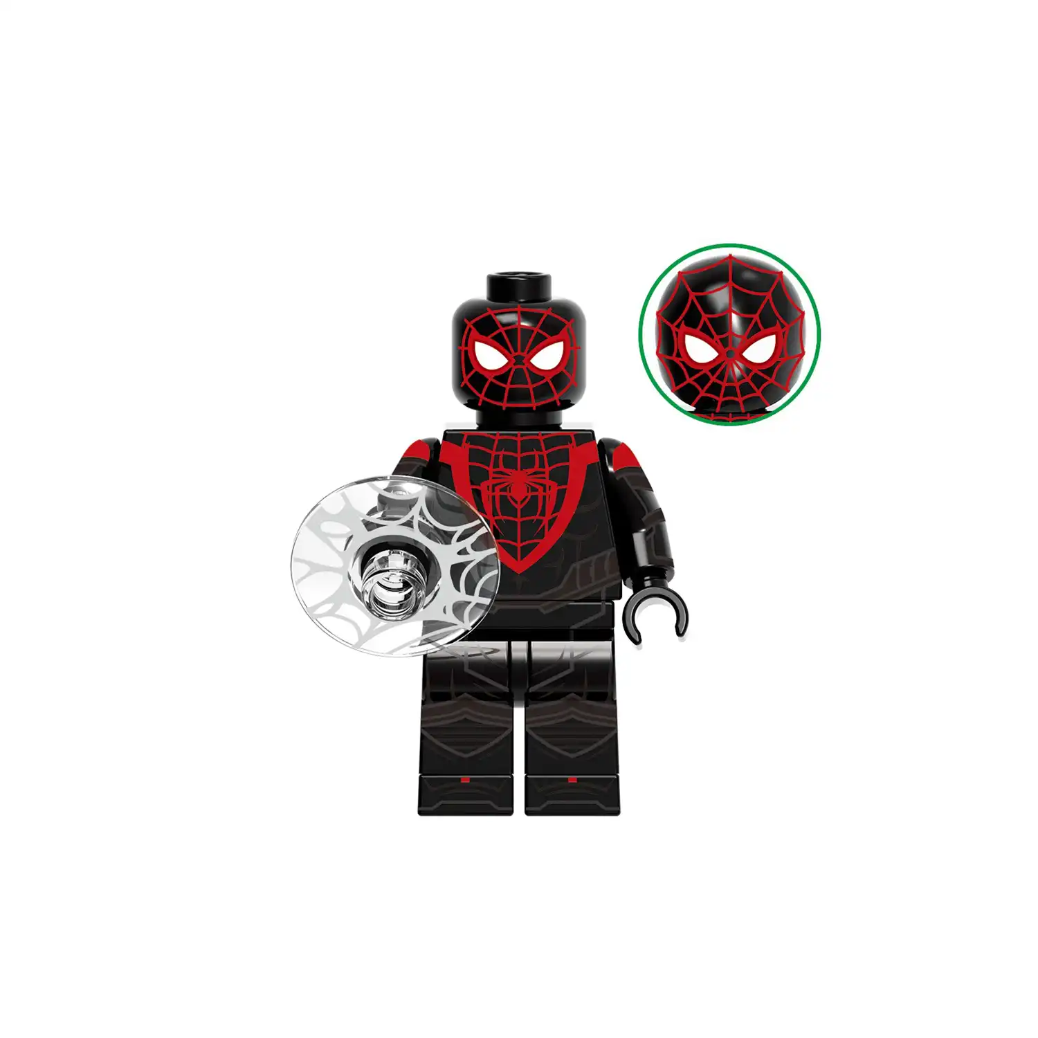 Minifigure - Spider-Man Miles Morales in his black, red, and gold suit (LEGO Alternative)