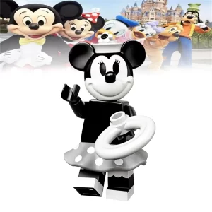 Minifigure – Black and white Steamboat Willie Minnie Mouse (LEGO Alternative)