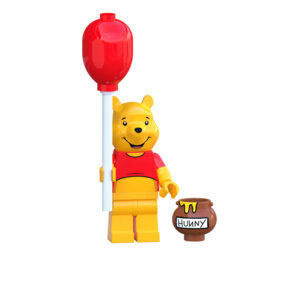 Minifigure - Winnie the Pooh with a red balloon and a honey pot (LEGO Alternative)