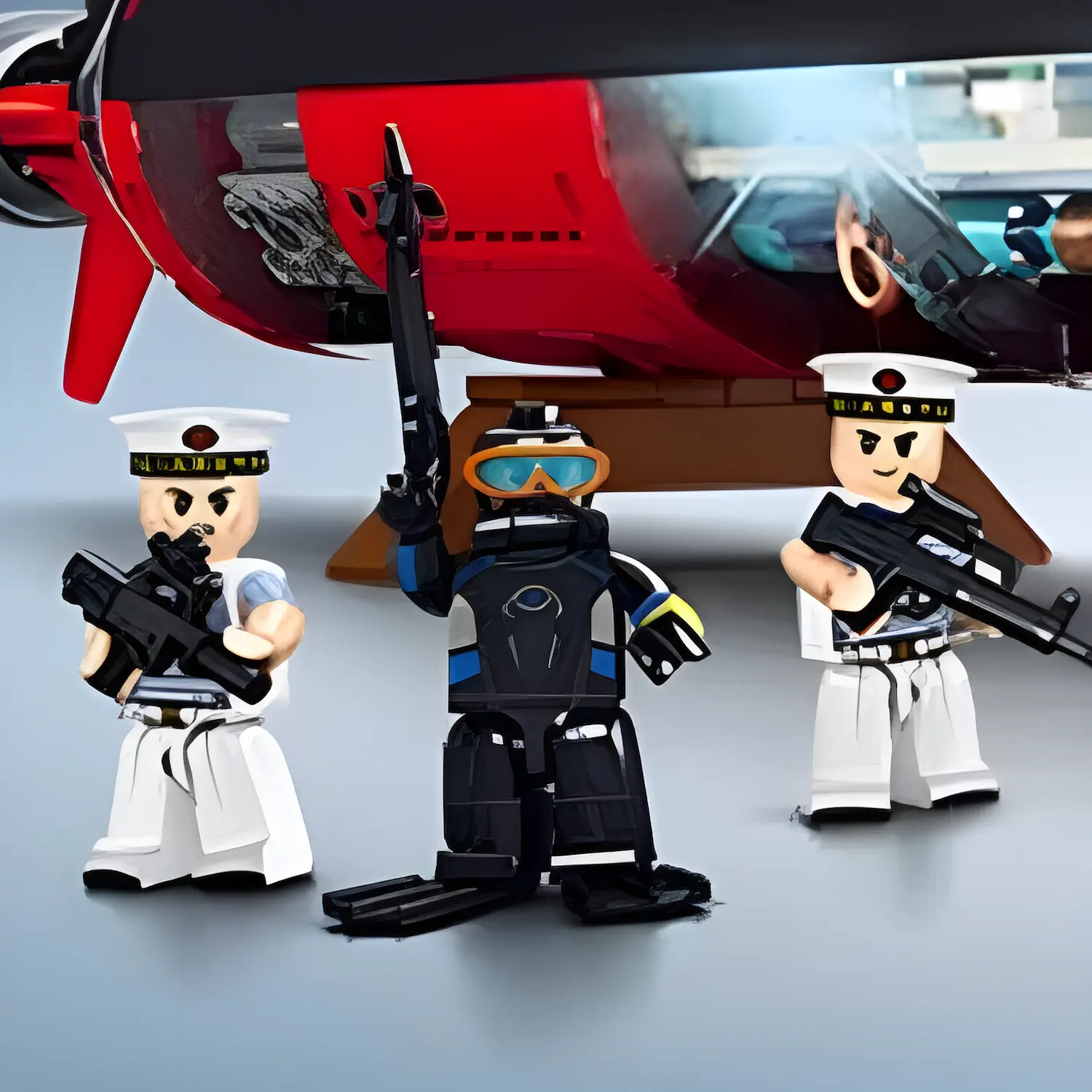 3 military minifigures for China type 094 jin class submarine (LEGO Alternative Bricks)