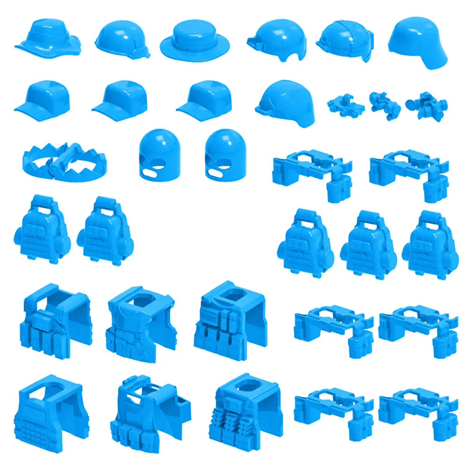 Custom Piece Miniature – Tactical Gear military gear and equipment light  blue – 3D Print for LEGO minifigure