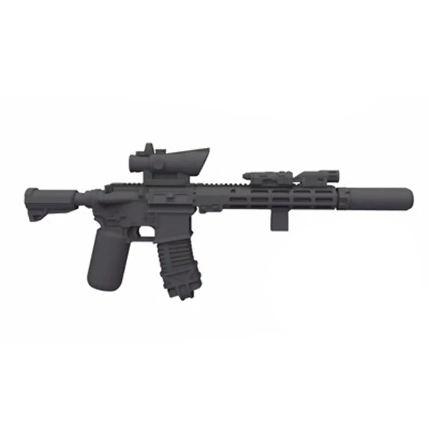 Custom Piece Miniature – M4 carbine equipped with a URGI Upper Receiver Group - Improved and a Trijicon ACOG Advanced Combat Optical Gunsight – 3D Print for LEGO minifigure