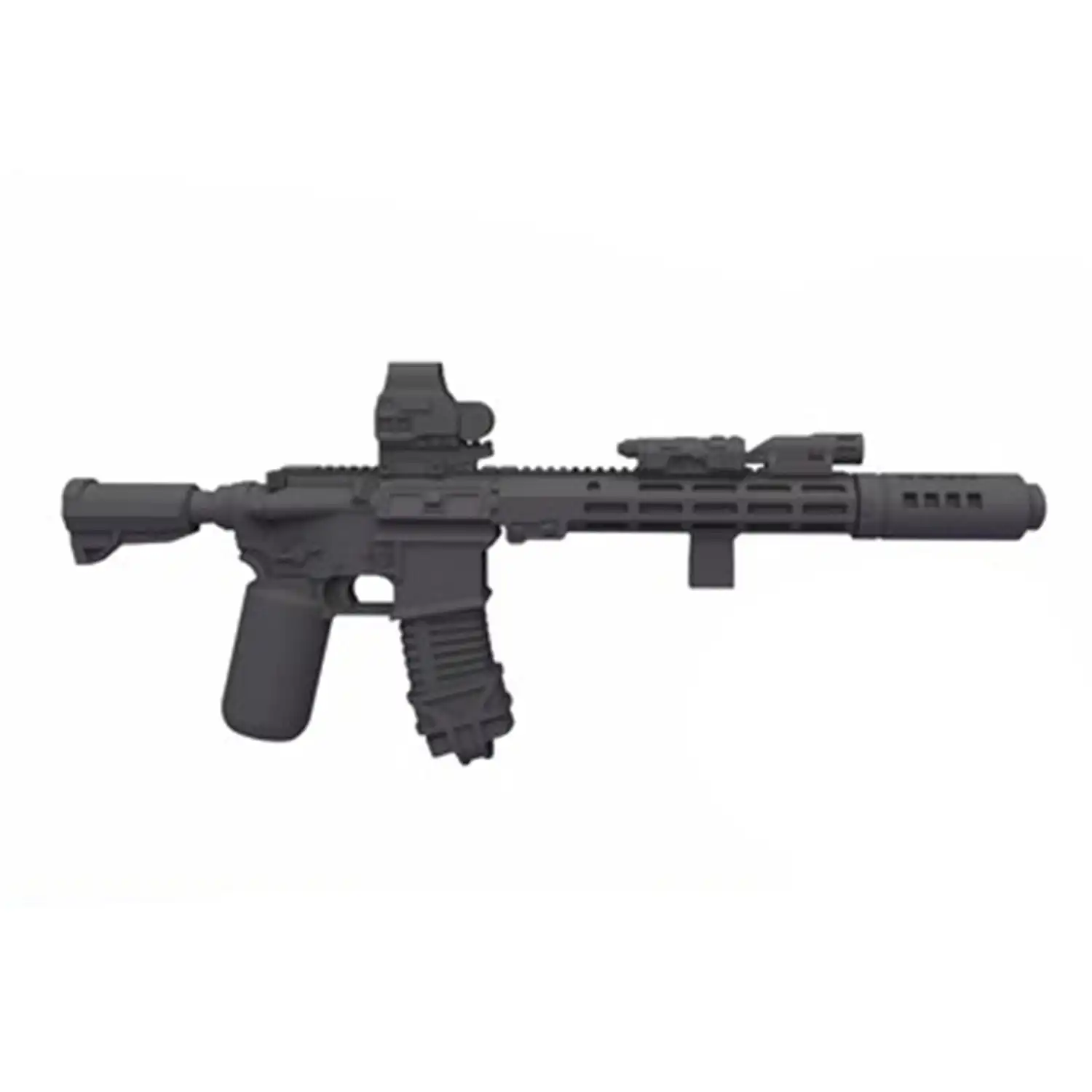 Custom Piece Miniature – M4 carbine with a URGI Upper Receiver Group - Improved equipped with a holographic sight and a suppressor – 3D Print for LEGO minifigure