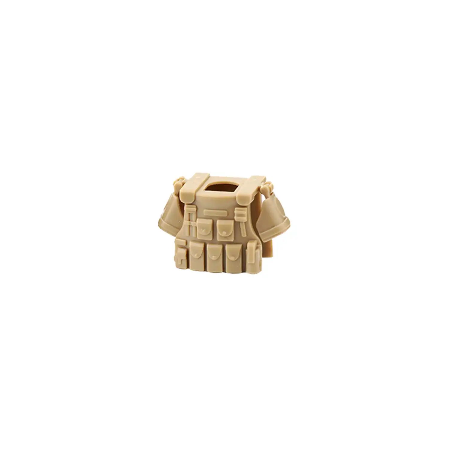 Custom Piece Miniature – Tactical Vest Body Armor tan desert yellow with shoulder pads – 3D Print for LEGO minifigure