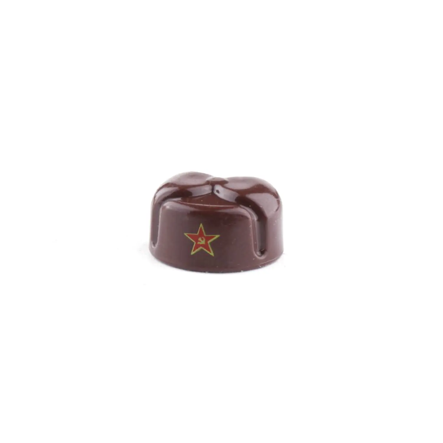 Custom Piece Miniature – brown Soviet style military garrison cap winter hat with a red star emblem – 3D Print for LEGO minifigure