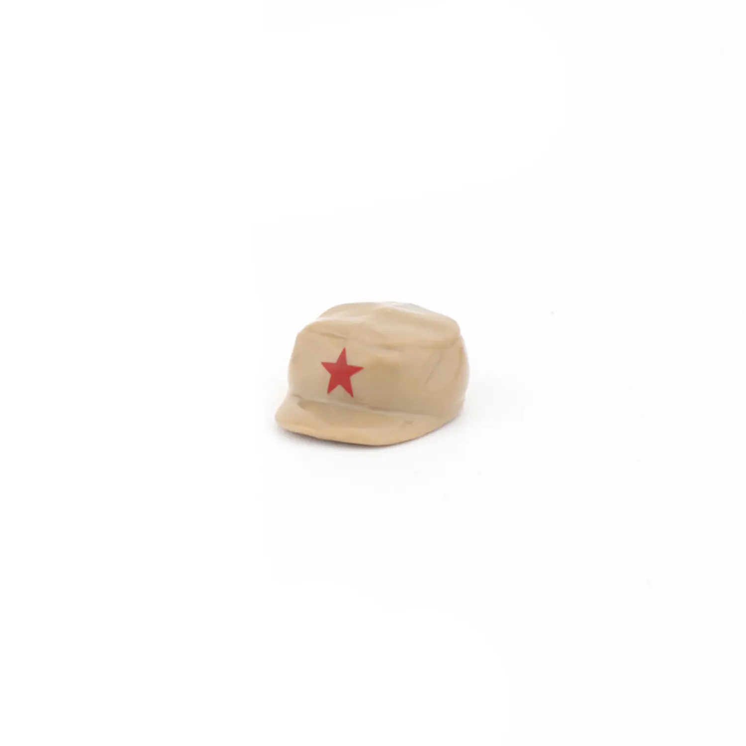 Custom Piece Miniature – khaki tan colored octagonal military style forage cap features a red five-pointed star – 3D Print for LEGO minifigure