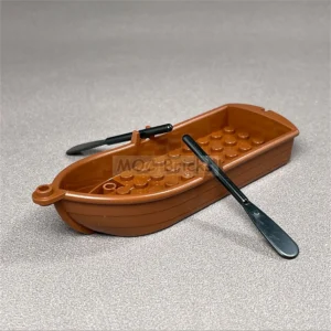 Custom Piece – brown rowboat with two black oars – 3D Print for LEGO