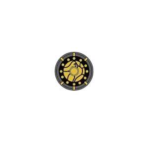 Custom Piece – gold design on a dark grey or black background round shield – 3D Print for LEGO