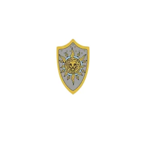 Custom Piece – gold lion's head surrounded by sun round shield – 3D Print for LEGO