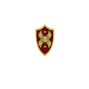 Custom Piece – gold winged design on a dark red background round shield – 3D Print for LEGO