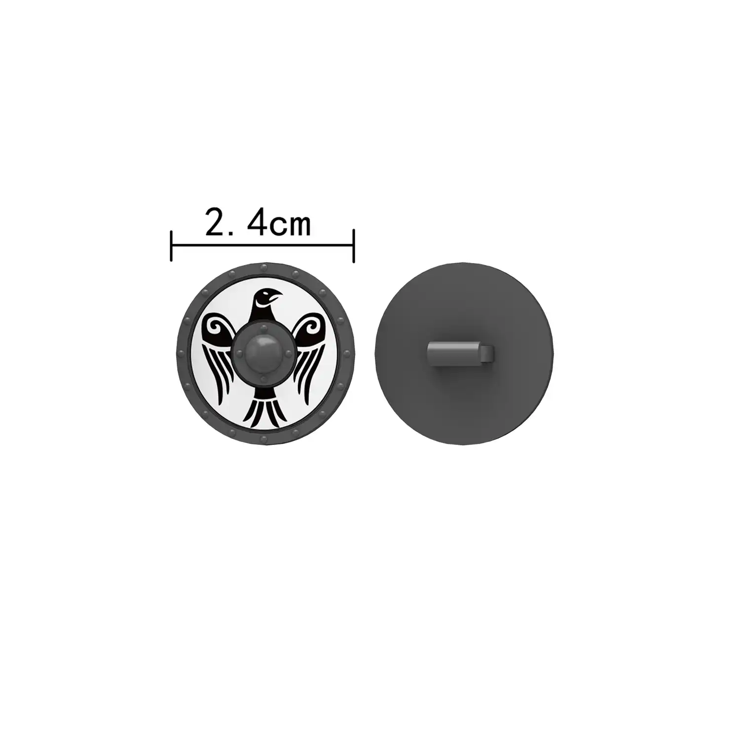 Custom Piece – round shield black stylized bird emblem – 3D Print for LEGO