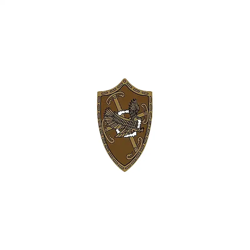 Custom Piece – round shield bronze or brown color with a gold eagle and swords emblem – 3D Print for LEGO