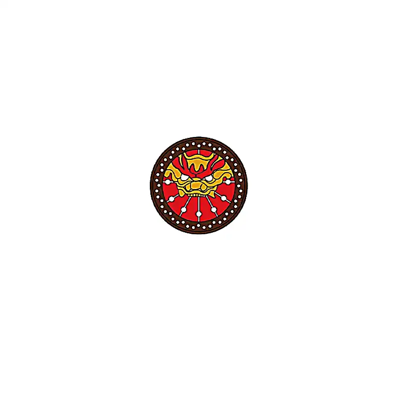 Custom Piece – round shield central gold stylized lion or dragon head – 3D Print for LEGO