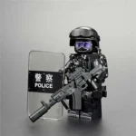 Minifigure - Chinese SWAT Special Weapons and Tactics police officer with Assault Rifle (LEGO Alternative)