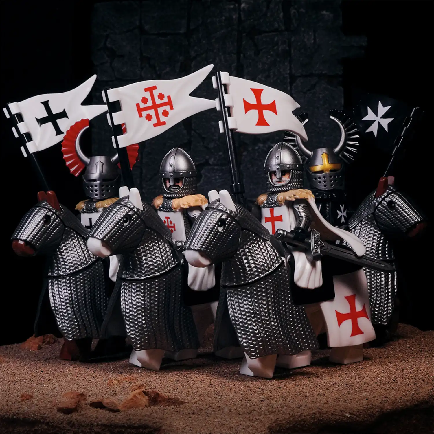 Minifigure Crusader knights on horseback LEGO Alternative
