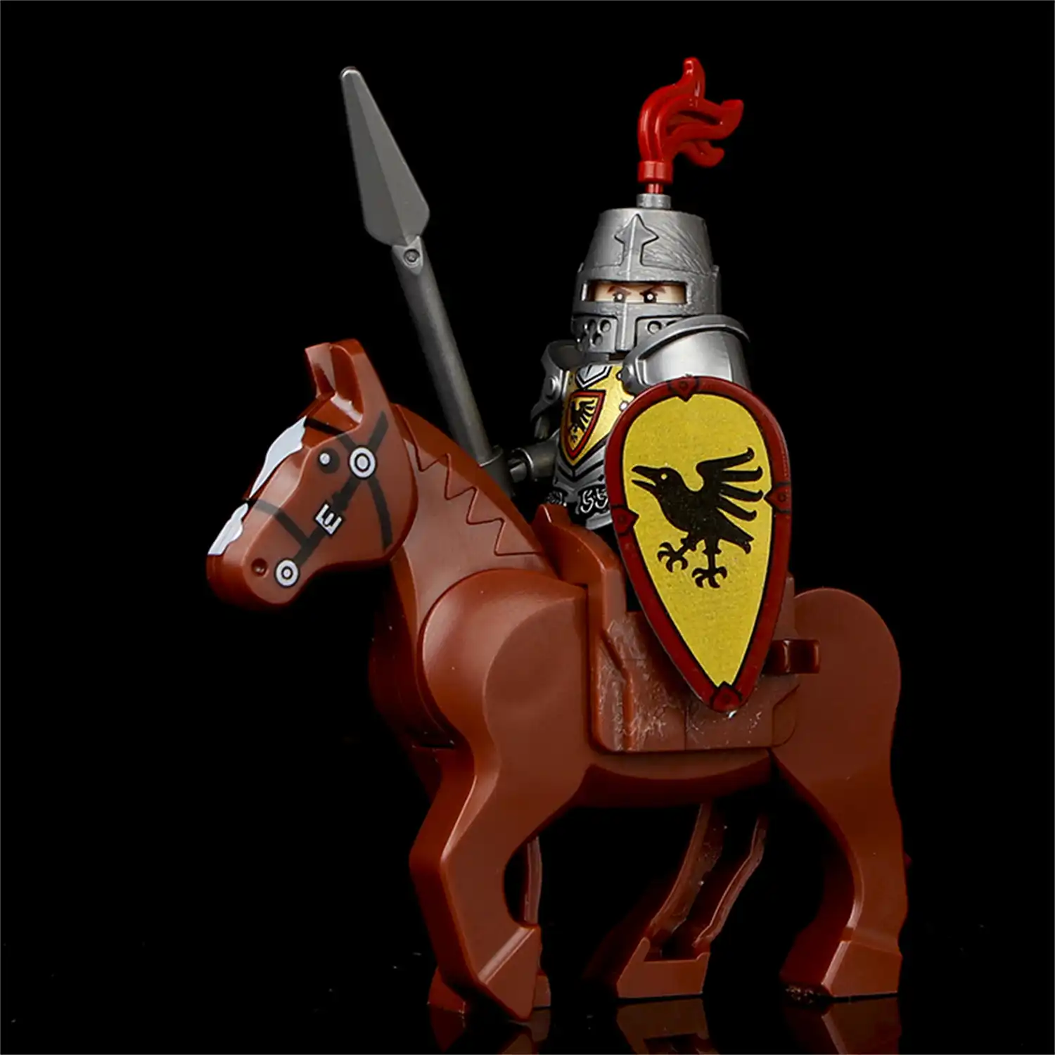 Minifigure Dark Raven Knight and warhorse LEGO Alternative