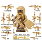 Minifigure - Desert Special Forces with weapon custom pieces (LEGO Alternative)