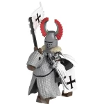Minifigure Elite Teutonic Knight mounted on a barded warhorse LEGO Alternative