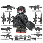 Minifigure - Ghost Special Forces with weapon custom pieces (LEGO Alternative)