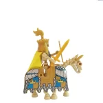 Minifigure Golden royal Skeleton Cavalryman holding broadsword and warhorse LEGO Alternative