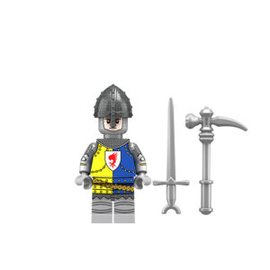 Minifigure Medieval Soldier Man-at-Arms blue yellow LEGO Alternative
