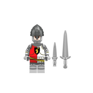 Minifigure Medieval Soldier Man-at-Arms yellow red white LEGO Alternative