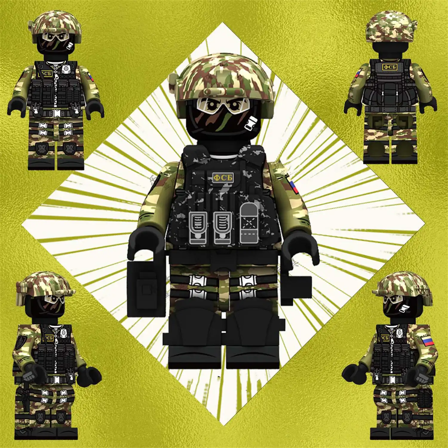Minifigure - Russian Alpha Group Alpha Spetsnaz Directorate A of the FSB Spacecial Purpose Center)operatives (LEGO Alternative)
