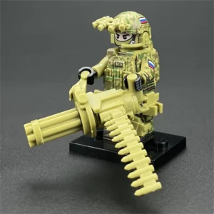 Minifigure - Russian FSB Alpha Group special forces operator and Gatling style machine gun (LEGO Alternative)