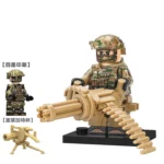 Minifigure - Russian Special Forces soldier and Gatling style machine gun (LEGO Alternative)