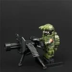 Minifigure - Snow Leopard Commando Unit and Minigun Gatling Gun (LEGO Alternative)