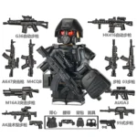 Minifigure - Special Forces Soldier black with weapon custom pieces (LEGO Alternative)