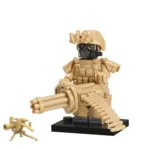 Minifigure - Special Forces soldier Heavy Gunner and Gatling style machine gun (LEGO Alternative)