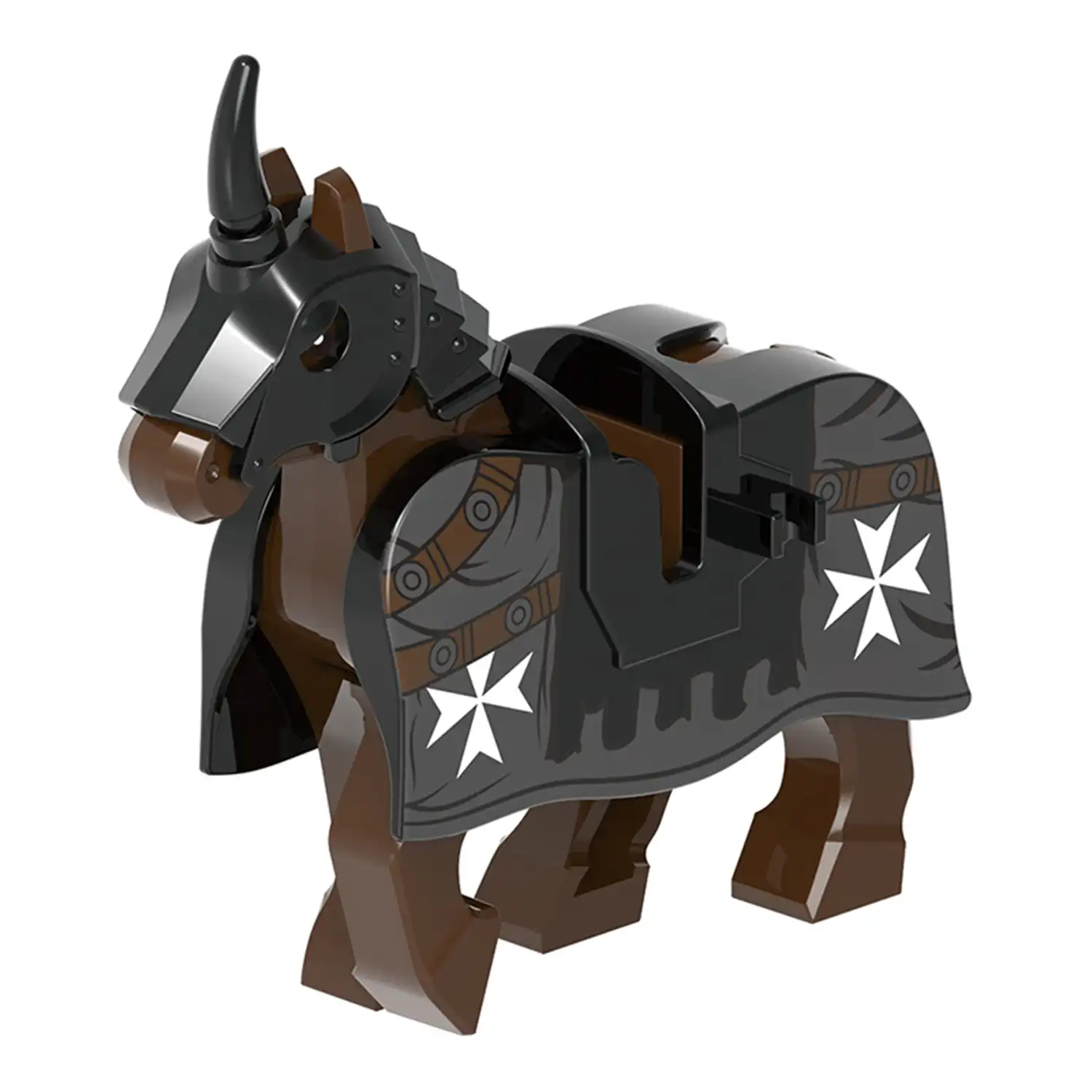 Minifigure barded warhorse black unicorn LEGO Alternative