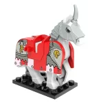 Minifigure barded warhorse unicorn red grey LEGO Alternative