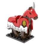 Minifigure barded warhorse unicorn red white LEGO Alternative