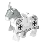 Minifigure barded warhorse unicorn white grey LEGO Alternative