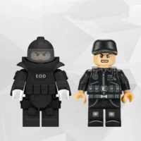 Minifigure - bomb disposal expert wearing a beige EOD Explosive Ordnance Disposal bomb sapper suit black color (LEGO Alternative)